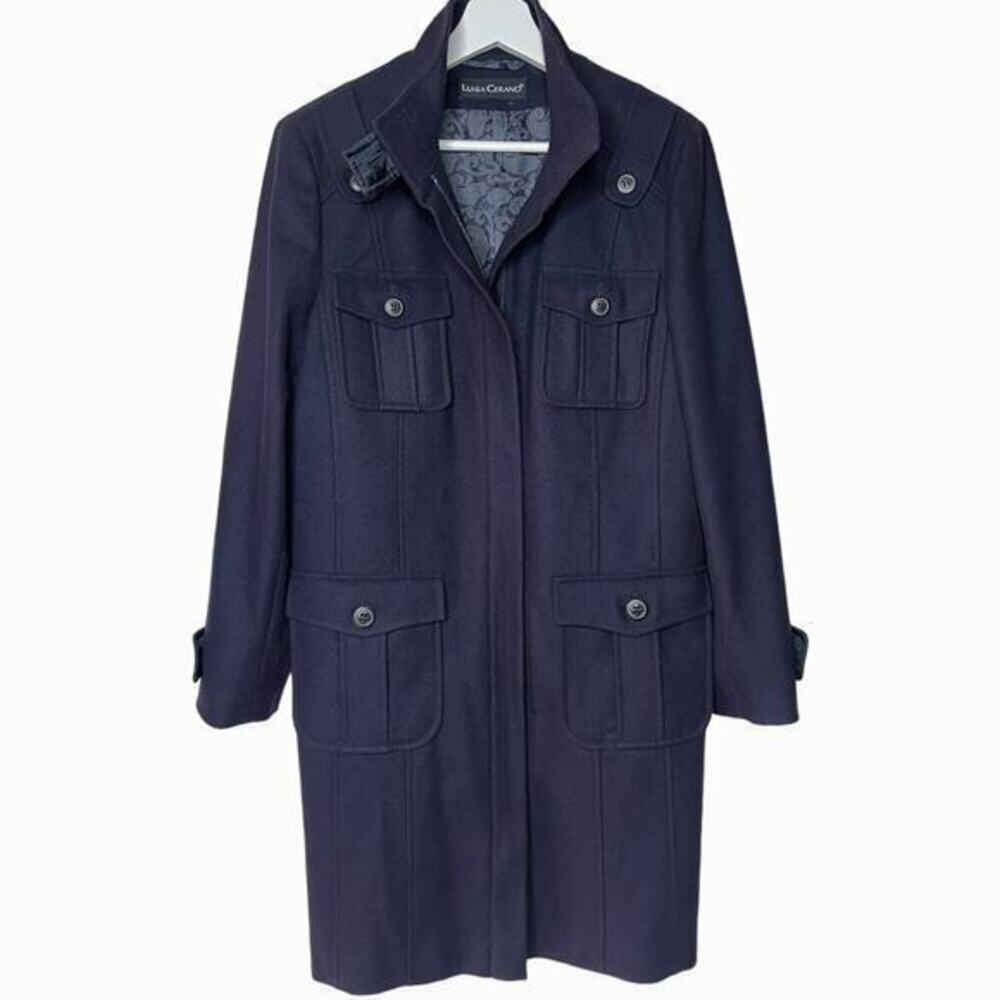 LUISA CERANO Navy Wool Peacoat Quiet Luxury Modern Uniform Size‎ 6